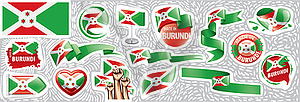 Set of national flag of Burundi in various - vector clipart