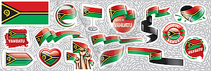 Set of national flag of Vanuatu in various - vector image
