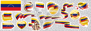 Set of national flag of Venezuela in various - royalty-free vector image