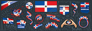 Набор национального флага Доминиканы в различных - клипарт в векторе