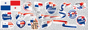 Set of national flag of Panama in various creative - vector clipart