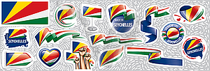 Set of national flag of Seychelles in various - vector clipart