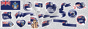 Set of national flag of Tristan da Cunha in - vector image