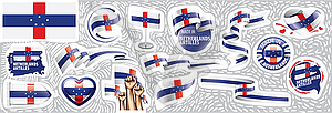 Set of national flag of Netherlands Antilles - vector image