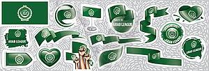 Set of national flag of Arab League in various - vector clip art