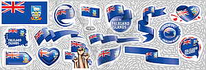 Набор национального флага Фолклендских островов в - графика в векторе