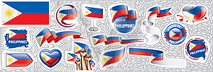 Set of national flag of Philippines in various - vector clipart