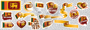 Set of national flag of Sri Lanka in various - vector clipart