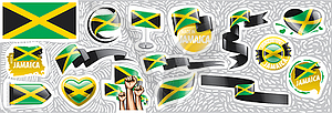 Set of national flag of Jamaica in various - vector image