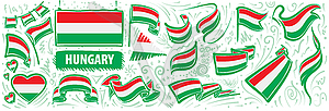 Set of national flag of Hungary in various - vector image