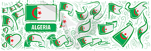 Set of national flag of Algeria in various - vector image