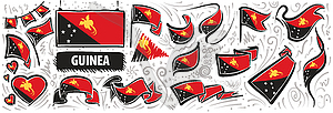 Set of national flag of Papua New Guinea in - vector clip art