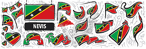 Set of national flag of Saint Kitts and Nevis - vector image