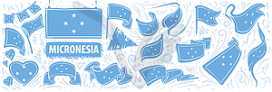 Set of national flag of Federated States Micronesia - vector image
