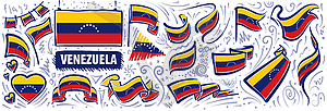 Set of national flag of Venezuela in various - vector clip art