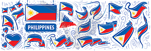 Set of national flag of Philippines in various - vector clip art