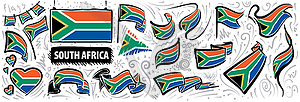 South africa flag, - vector clipart