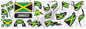 Set of national flag of Jamaica in various - vector image