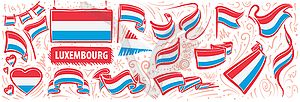 Set of national flag of Luxembourg in various - vector clip art