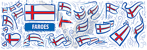 Набор национального флага Фарерских островов в различных - графика в векторе