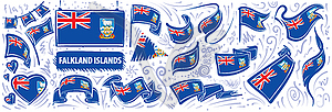 Set of national flag of Falkland Islands in - stock vector clipart