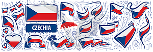 Set of national flag of Czechia in various - royalty-free vector clipart