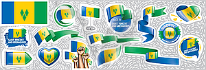 Set of national flag of Saint Vincent and Grenadines - vector image