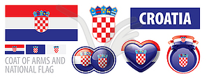 Набор герба и национального флага Хорватии - изображение в формате EPS