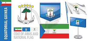 Set of coat of arms and national flag of - vector clipart