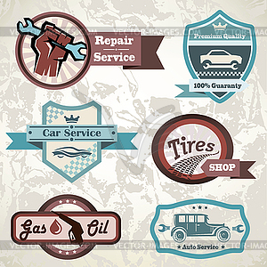 Old retro car emblem - vector clipart