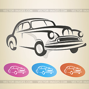 Old retro car symbol - vector clipart