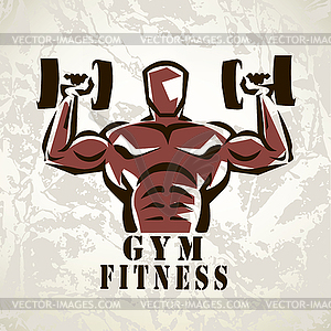 Bodybuilder, athlete exercising symbol - vector image