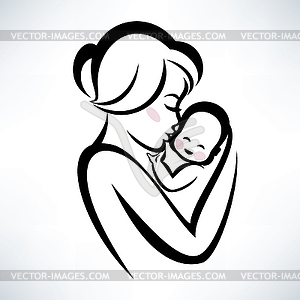 Mom and baby icon - vector clipart