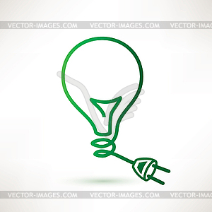 Green bulb with plug, abstract icon - vector clipart / vector image