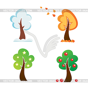 All season tree, icons set - vector clipart / vector image