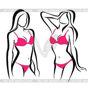 Sexy woman silhouettes, underwear - vector image
