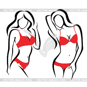 Sexy woman silhouettes, underwear - vector clipart / vector image
