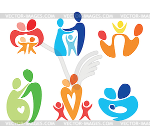 Happy family icons set - vector clipart