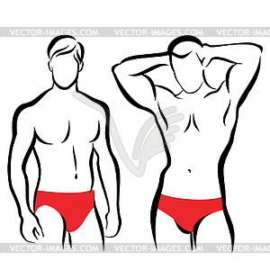 Athletic men silhouettes, symbols collection - vector clipart