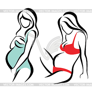 Pregnant woman - color vector clipart