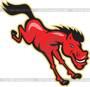 Red Horse Jumping Cartoon - vector image