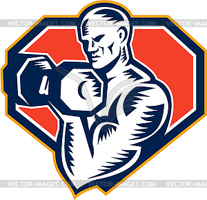 Strongman Lifting Dumbbell Retro - vector clipart