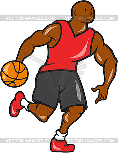 Basketball Player Dribbling Ball Cartoon - vector image