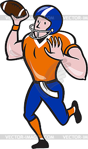 American Football Quarterback Throw Ball Cartoon - vector clip art