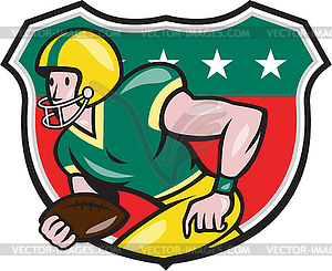 American Football Wide Receiver Running Ball Shield - vector clipart