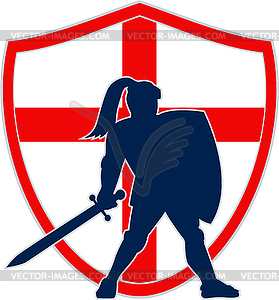 English Knight Silhouette England Flag Retro - vector EPS clipart