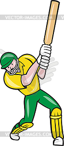 Cricket Player Batsman Batting Front Cartoon - vector clipart