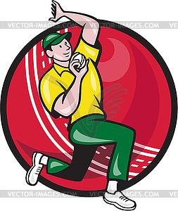 Cricket Fast Bowler Bowling Ball Side - vector image