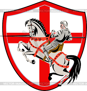 English Knight Rider Horse England Flag Retro - vector image