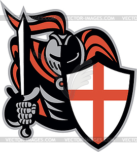 English Knight With Sword England Shield Retro - vector clipart